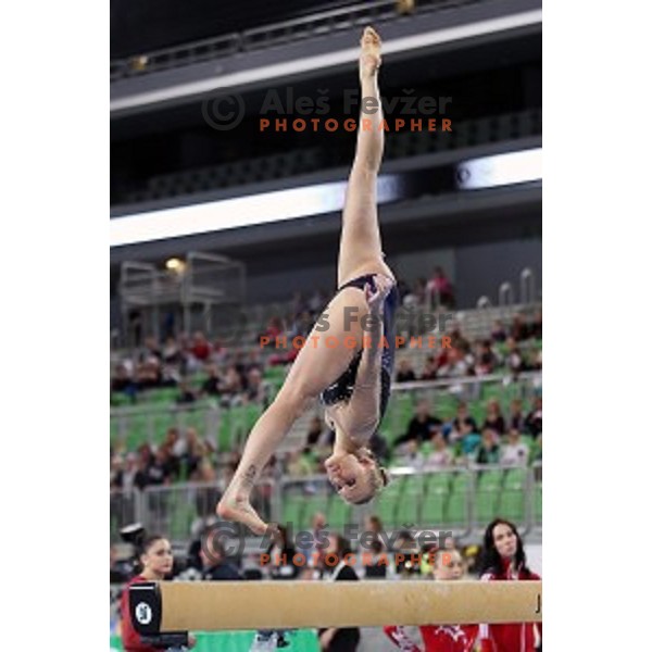 Adela Sajn of Slovenia during Artistic Gymnastics World Cup in Stozice Hall, Ljubljana on April 10, 2016