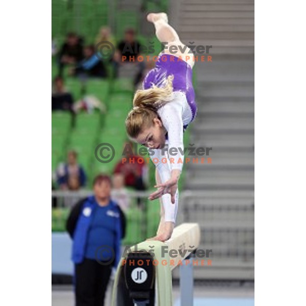 Teja Belak of Slovenia during Artistic Gymnastics World Cup in Stozice Hall, Ljubljana on April 10, 2016