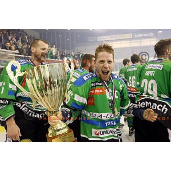 Ales Music of Telemach Olimpija in action during ice-hockey match Telemach Olimpija - SIJ Acroni Jesenice in the Final of Slovenian Championship, Tivoli Hall, Ljubljana, Slovenia on April 11, 2016