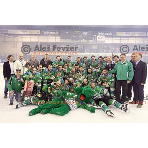Bojan Zajc, Zoran Jankovic, Joze Kovac during ice-hockey match Telemach Olimpija - SIJ Acroni Jesenice in the Final of Slovenian Championship, Tivoli Hall, Ljubljana, Slovenia on April 11, 2016