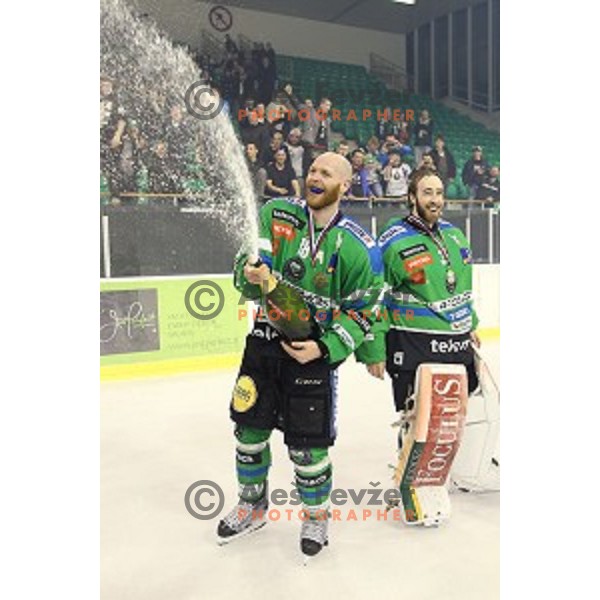 Andrej Tavzelj of Telemach Olimpija in action during ice-hockey match Telemach Olimpija - SIJ Acroni Jesenice in the Final of Slovenian Championship, Tivoli Hall, Ljubljana, Slovenia on April 11, 2016