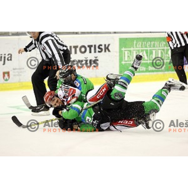 of Telemach Olimpija in action during ice-hockey match Telemach Olimpija - SIJ Acroni Jesenice in the Final of Slovenian Championship, Tivoli Hall, Ljubljana, Slovenia on April 11, 2016