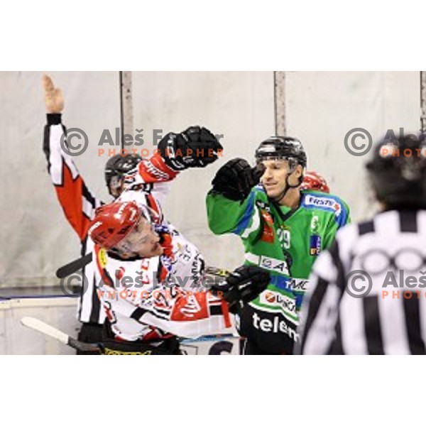 of Telemach Olimpija in action during ice-hockey match Telemach Olimpija - SIJ Acroni Jesenice in the Final of Slovenian Championship, Tivoli Hall, Ljubljana, Slovenia on April 11, 2016