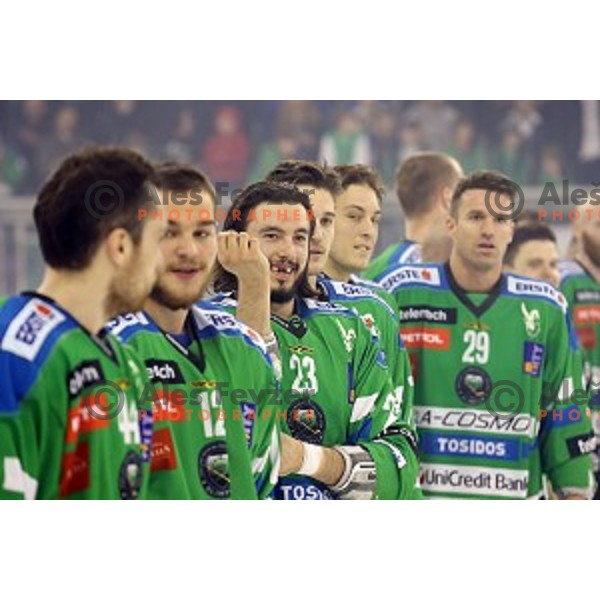 David planko of Telemach Olimpija in action during ice-hockey match Telemach Olimpija - SIJ Acroni Jesenice in the Final of Slovenian Championship, Tivoli Hall, Ljubljana, Slovenia on April 11, 2016
