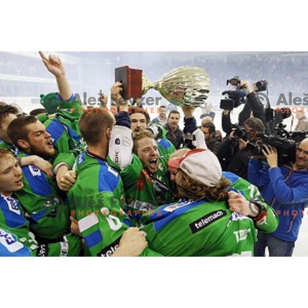 Ales Music of Telemach Olimpija in action during ice-hockey match Telemach Olimpija - SIJ Acroni Jesenice in the Final of Slovenian Championship, Tivoli Hall, Ljubljana, Slovenia on April 11, 2016