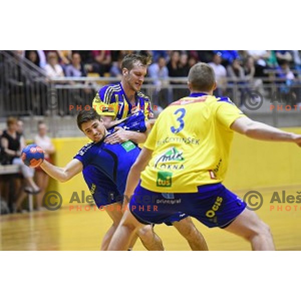 action during the Final of Slovenian Cup handball match between Celje Pivovarna Lasko and Koper in Ribnica on April 17, 2014