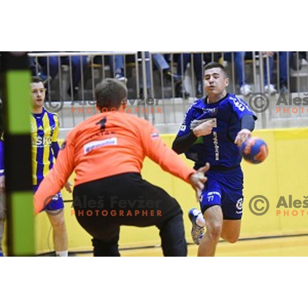 action during the Final of Slovenian Cup handball match between Celje Pivovarna Lasko and Koper in Ribnica on April 17, 2014