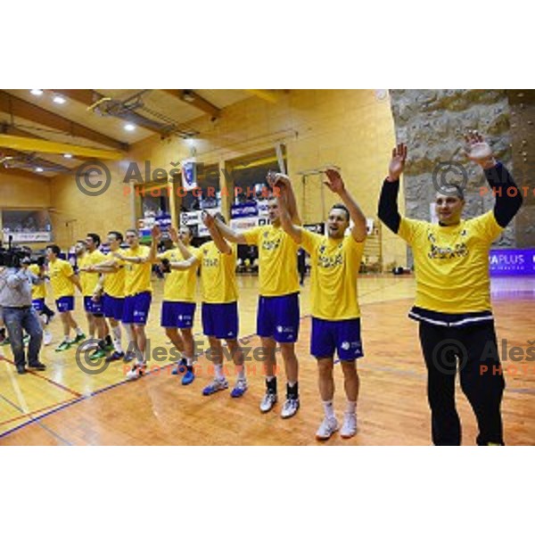 action during the Final of Slovenian Cup handball match between Celje Pivovarna Lasko and Koper in Ribnica on April 17, 2014