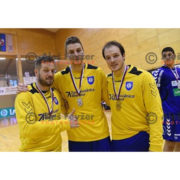 action during the Final of Slovenian Cup handball match between Celje Pivovarna Lasko and Koper in Ribnica on April 17, 2014