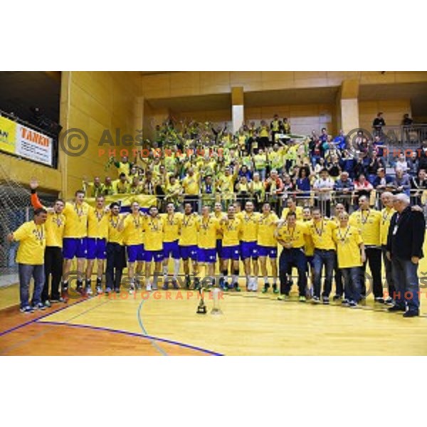 action during the Final of Slovenian Cup handball match between Celje Pivovarna Lasko and Koper in Ribnica on April 17, 2014