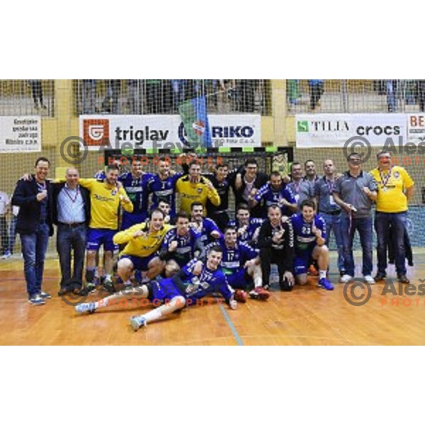 action during the Final of Slovenian Cup handball match between Celje Pivovarna Lasko and Koper in Ribnica on April 17, 2014