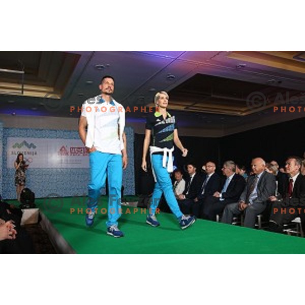 Slovenian Olympic collection for Rio de Janeiro 2016 Olympic games during fashion show in hotel Lev, Ljubljana on April 15, 2016