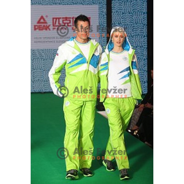 Slovenian Olympic collection for Rio de Janeiro 2016 Olympic games during fashion show in hotel Lev, Ljubljana on April 15, 2016