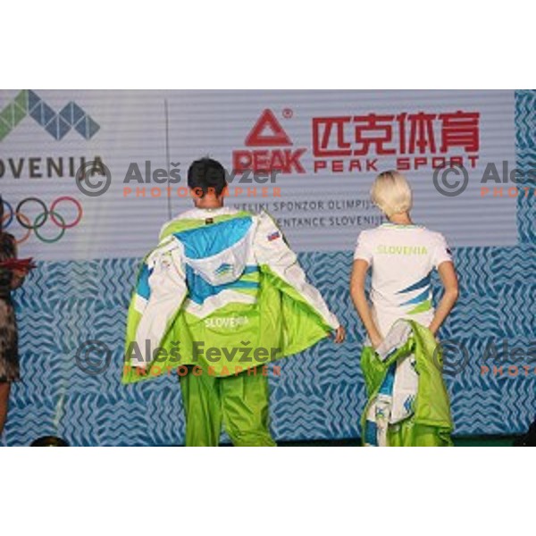 Slovenian Olympic collection for Rio de Janeiro 2016 Olympic games during fashion show in hotel Lev, Ljubljana on April 15, 2016
