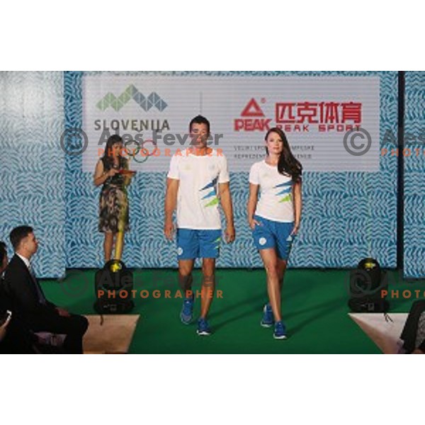 Slovenian Olympic collection for Rio de Janeiro 2016 Olympic games during fashion show in hotel Lev, Ljubljana on April 15, 2016