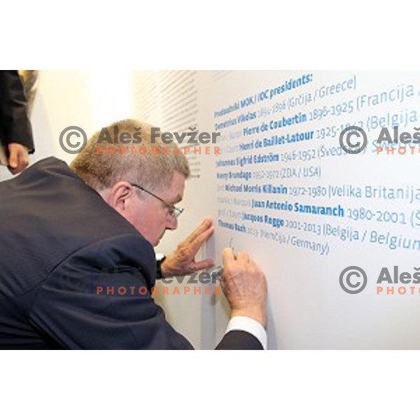 Thomas Bach, president of MOK at opening of Slovenian Olympic educational centre in BTC city, Ljubljana on April 15, 2016
