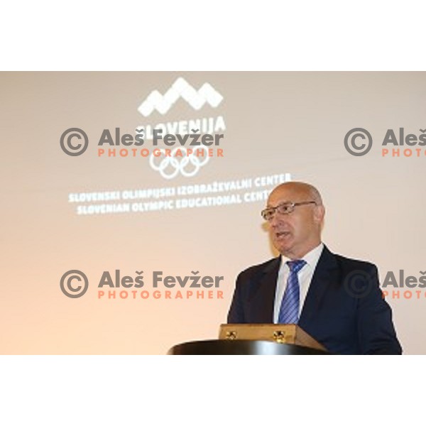 Bogdan Gabrovec, president of OKS at opening of Slovenian Olympic educational centre in BTC city, Ljubljana on April 15, 2016