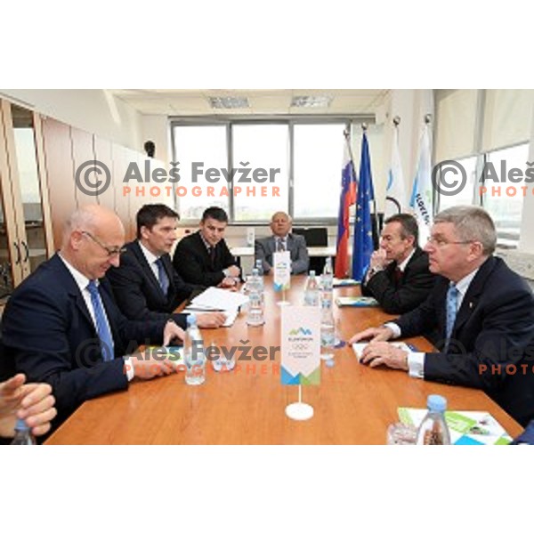 Thomas Bach, president of MOK at opening of Slovenian Olympic educational centre in BTC city, Ljubljana on April 15, 2016