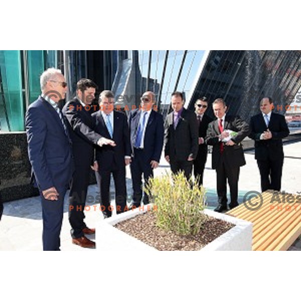 Thomas Bach, president of MOK at opening of Slovenian Olympic educational centre in BTC city, Ljubljana on April 15, 2016