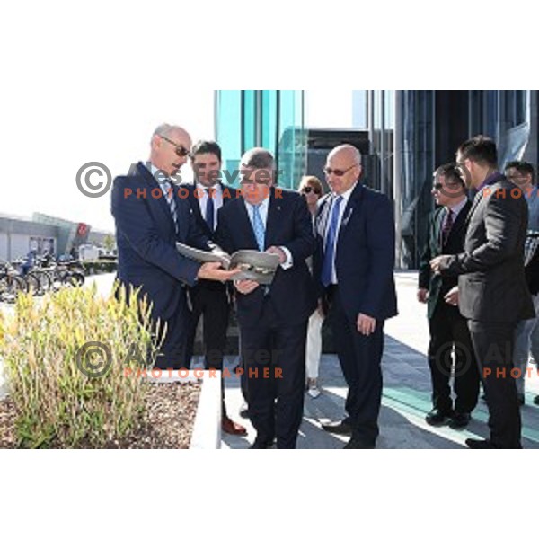 Thomas Bach, president of MOK at opening of Slovenian Olympic educational centre in BTC city, Ljubljana on April 15, 2016