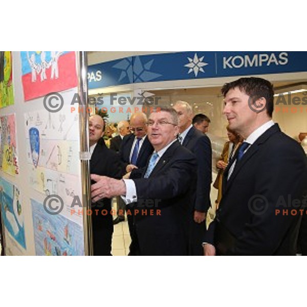 Edvard kolar and Thomas Bach, president of MOK at opening of Slovenian Olympic educational centre in BTC city, Ljubljana on April 15, 2016