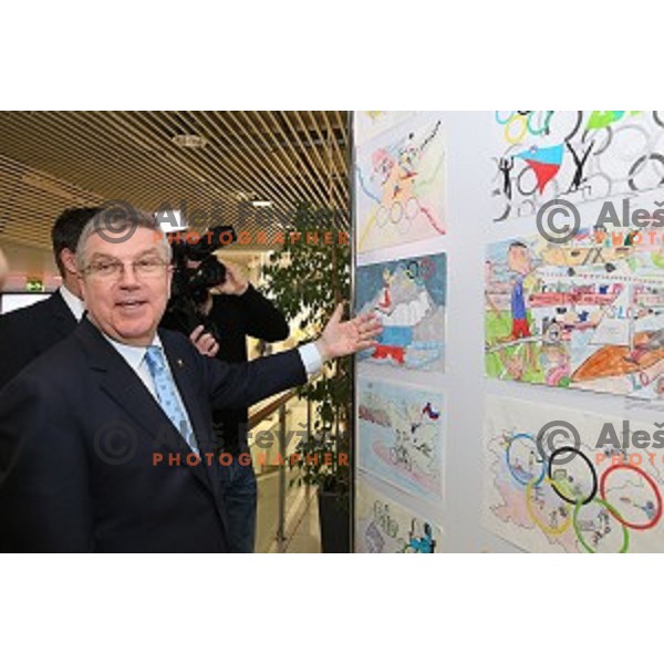 Thomas Bach, president of MOK at opening of Slovenian Olympic educational centre in BTC city, Ljubljana on April 15, 2016