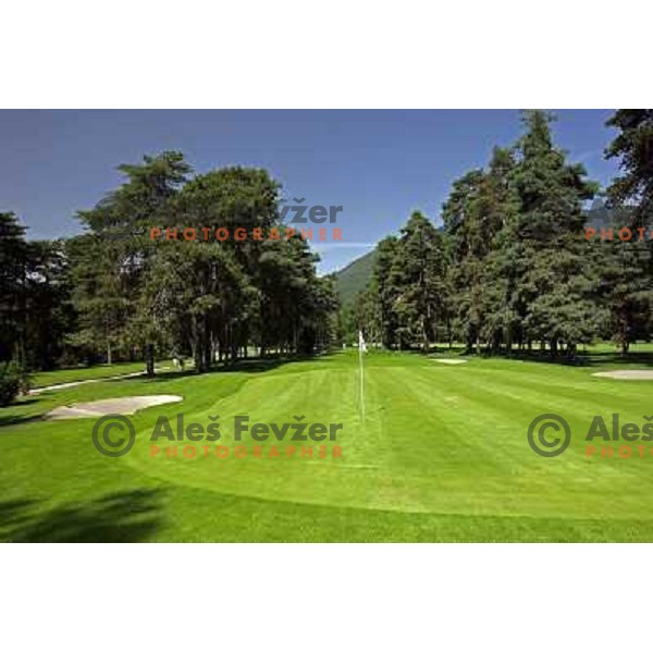 Green of 7th hole at Patriziale Ascona golf club, Switzerland 