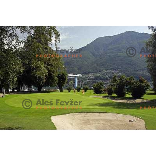 Green of 15th hole at Patriziale Ascona golf club, Switzerland 