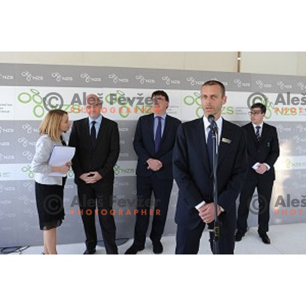 Miro Cerar and Aleksadner Ceferin during Grand openinig of Slovenia National football practice ground at NNC Brdo on May 6, 2016