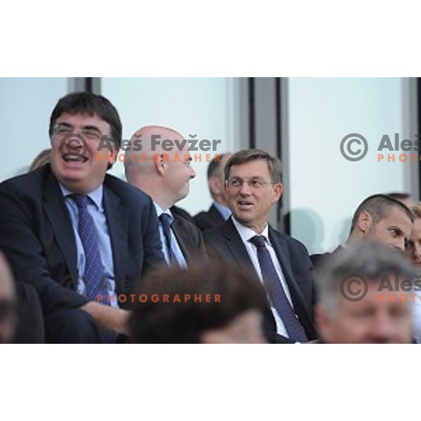 Miro Cerar and Aleksadner Ceferin during Grand openinig of Slovenia National football practice ground at NNC Brdo on May 6, 2016
