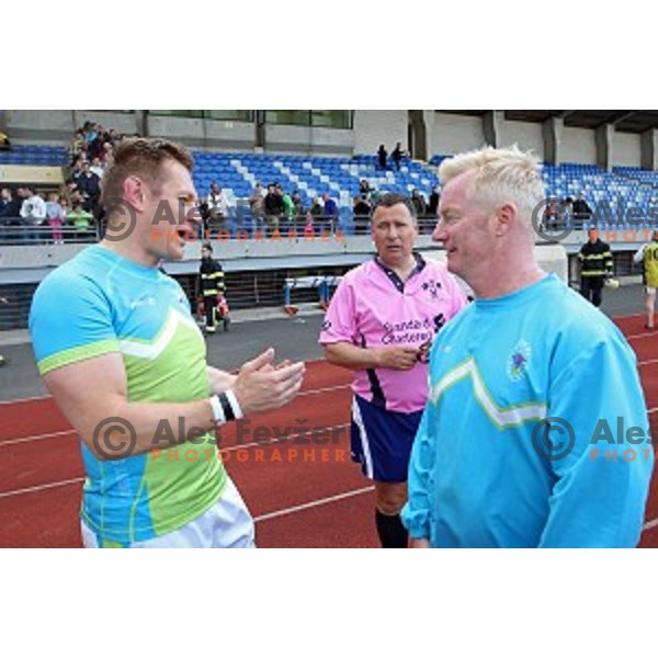 Peter Kavcic and Andrew Fenton, head coach of Slovenia during Slovenia-Austria rugby match in Ljubljana, Slovenia on May 7, 2016