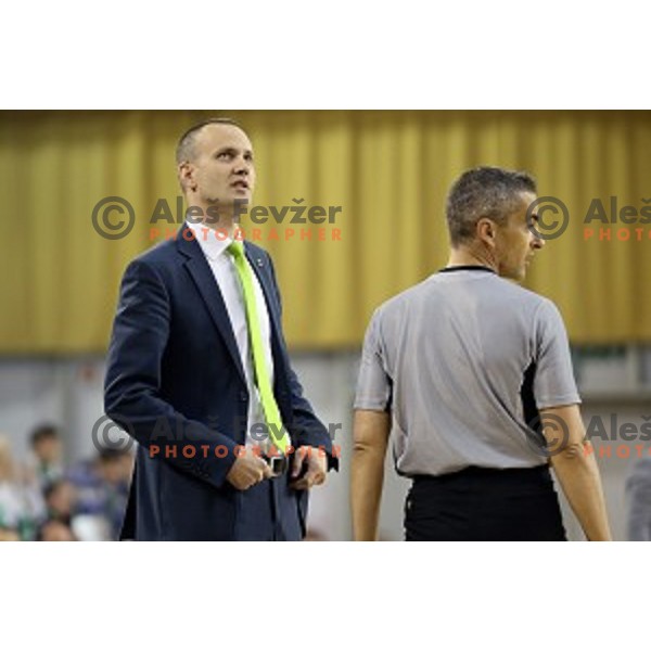 Gasper Potocnik in action in Nova KBM league basketball match between Union Olimpija and Krka in Tivoli Hall, Ljubljana, Slovenia on April 11, 2016