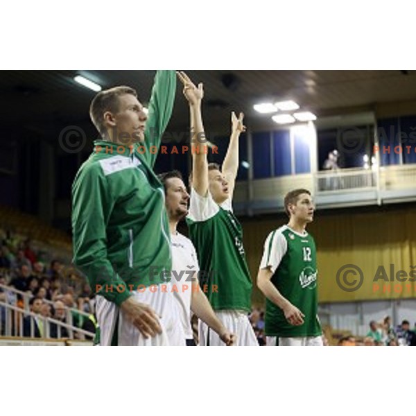 action in Nova KBM league basketball match between Union Olimpija and Krka in Tivoli Hall, Ljubljana, Slovenia on April 11, 2016