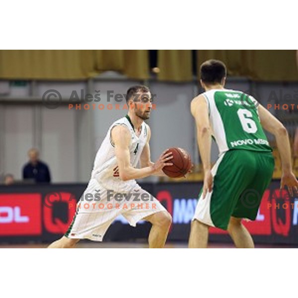 Miha Lapornik and Luka Lapornik in action in Nova KBM league basketball match between Union Olimpija and Krka in Tivoli Hall, Ljubljana, Slovenia on April 11, 2016