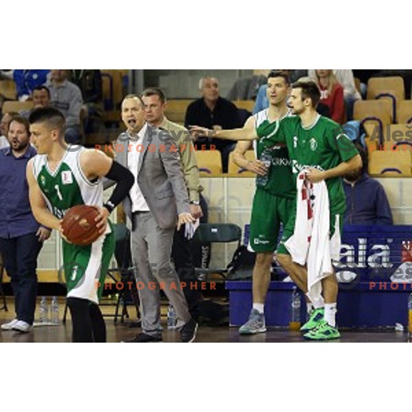 Vladimir Anzulovic in action in Nova KBM league basketball match between Union Olimpija and Krka in Tivoli Hall, Ljubljana, Slovenia on April 11, 2016