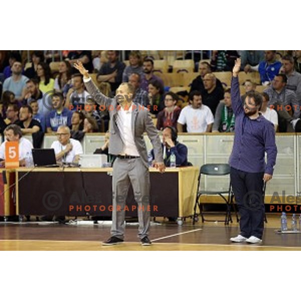 Vladimir Anzulovic in action in Nova KBM league basketball match between Union Olimpija and Krka in Tivoli Hall, Ljubljana, Slovenia on April 11, 2016