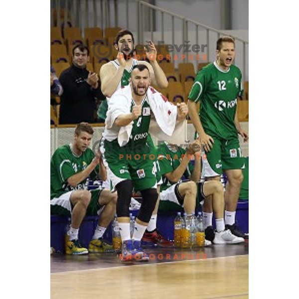 Ive Ivanov in action in Nova KBM league basketball match between Union Olimpija and Krka in Tivoli Hall, Ljubljana, Slovenia on April 11, 2016