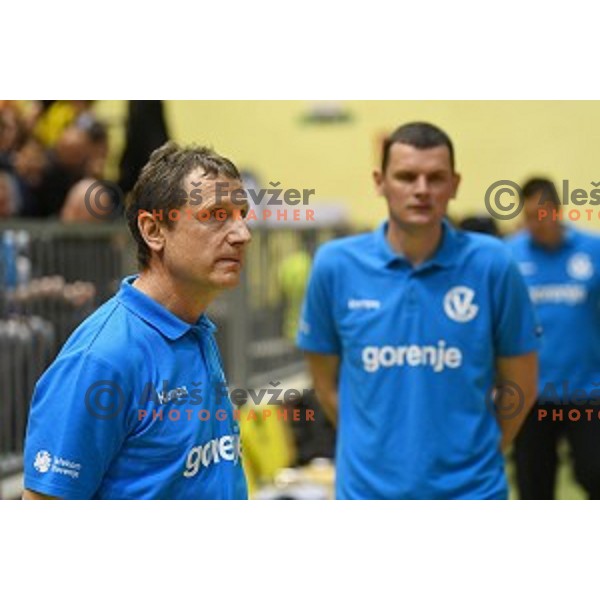 Marko Sibila in action during 1.NLB leasing league handball match between Gorenje Velenje and Celje Pivovarna Lasko in Red Hall, Velenje, Slovenia on May 11, 2016
