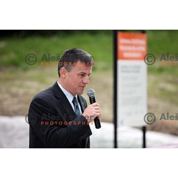 Janez Sodrznik at Opening of Podmezakla Sports Park recreational poligon in Jesenice, Slovenia on May 13, 2016