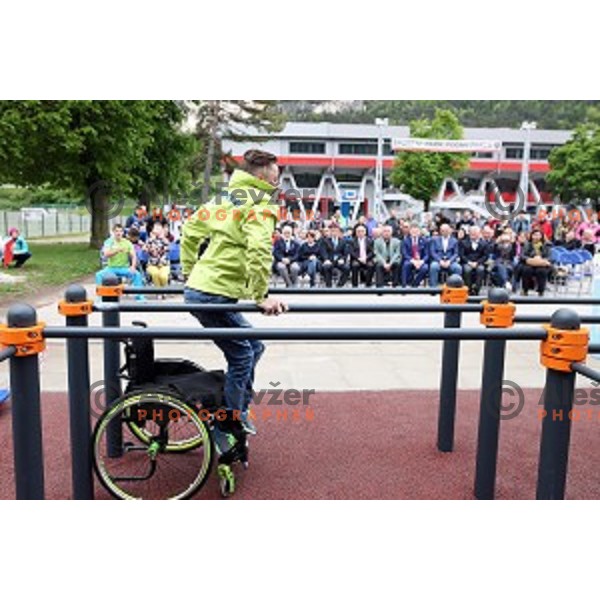 Jernej Slivnik at Opening of Podmezakla Sports Park recreational poligon in Jesenice, Slovenia on May 13, 2016