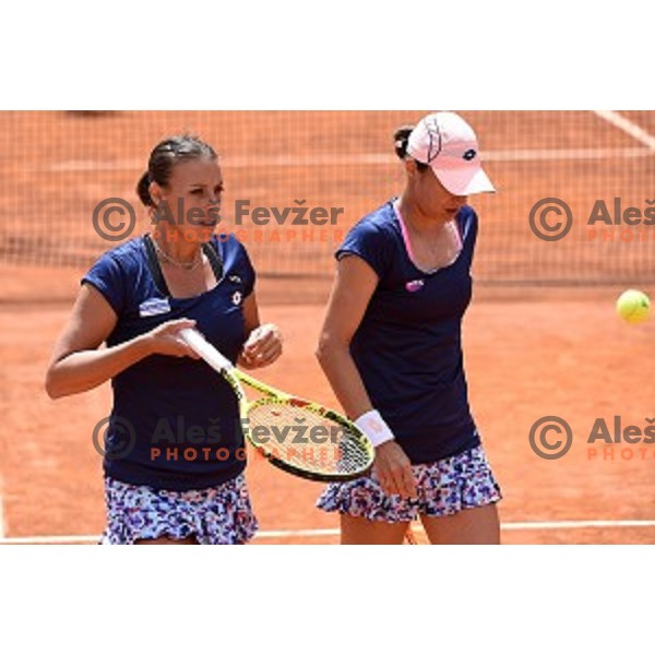 Andrea Klepac and Katarina Srebotnik (SLO) during women\'s doubles WTA tournament in Rome, Italy on May 13, 2016
