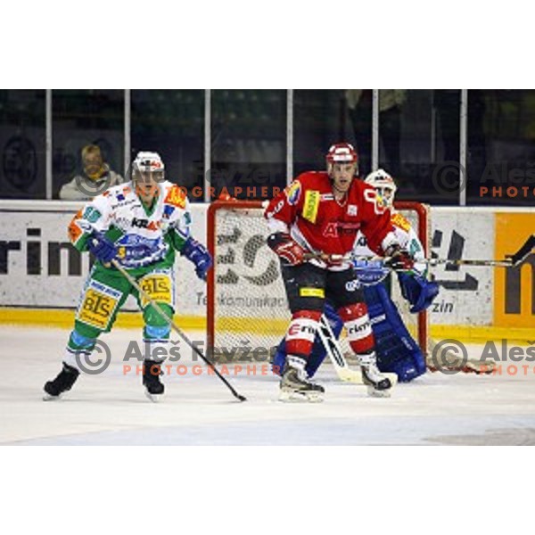 Gregor poloncic, Tomaz Razingar, Stan Reddick during Olimpija-Jesenice ice hockey match in Tivoli Hall, Ljubljana, Slovenia on February 4, 2002