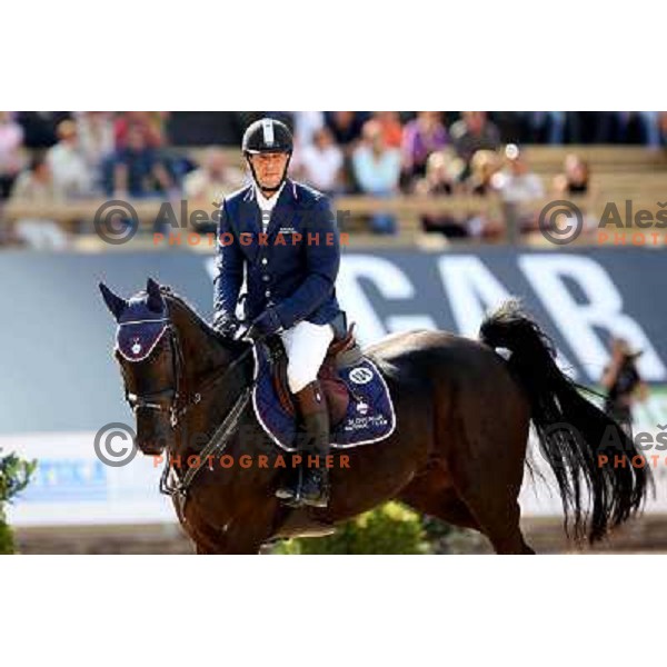 Tomaz Laufer (SLO) at FEI World Cup Qualifier in show-jumping (1.50m) at UGAR, Ribnica, Slovenia 15.9.2007.Photo Ales Fevzer 
