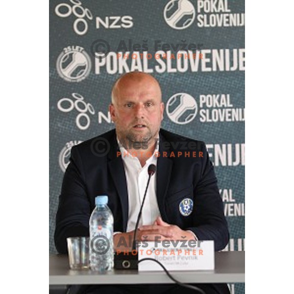 Robert Pevnik, head coach of Celje during Press conference before Final of Slovenian Cup in National Football Centre in Predoslje on May 23, 2016