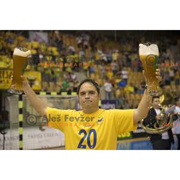 Celje\'s head coach Tamse celebrate after winning last match of 1.NLB leasing league between Celje pivovarna Lasko and Gorenje Velenje, Zlatorog hall, Celje, Slovenia on May 27th, 2016