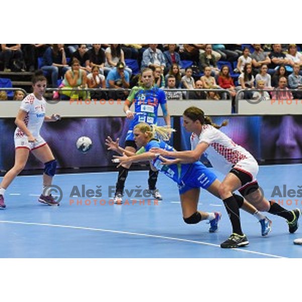 action during European Qualification handball match between Slovenia and Croatia in Golovec Hall, Celje, Slovenia on June 1, 2016