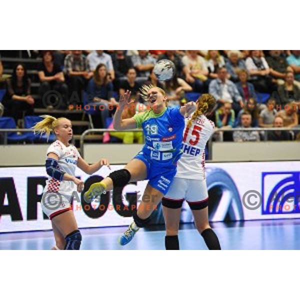 Neli Irman in action during European Qualification handball match between Slovenia and Croatia in Golovec Hall, Celje, Slovenia on June 1, 2016