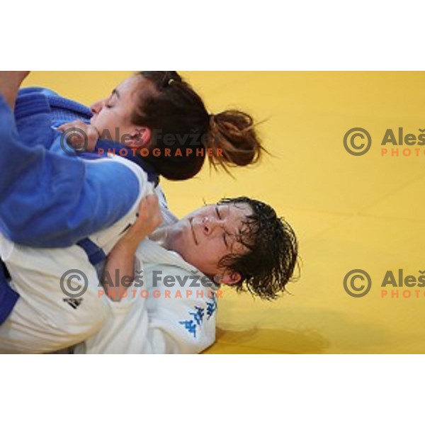 Tina Trstenjak of Slovenia judo team during practice session before European Judo Celje-Podcetrtek Cup in Podcetrtek, Slovenia on June 7, 2016