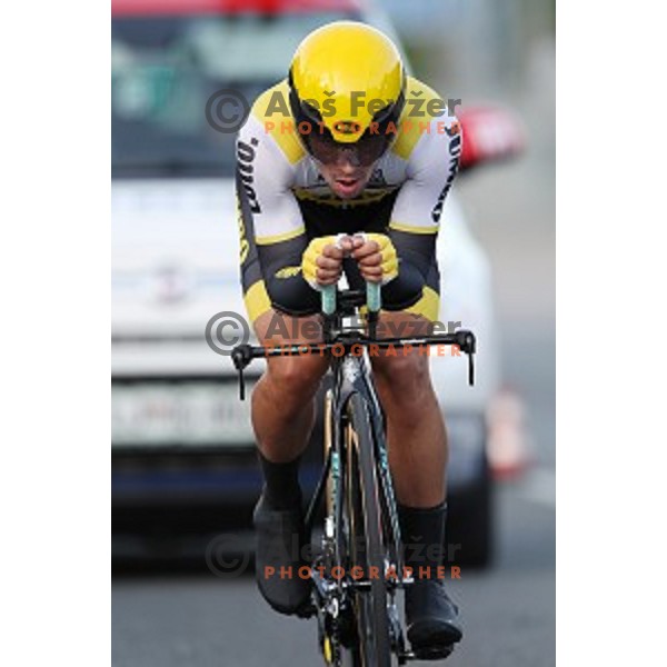 Primoz Roglic of Lotto Jumbo posted best time at 44 km and become Slovenian national Time Trial Champion at 35. Maraton Franja BTC City in Ljubljana, Slovenia on June 10, 2016
