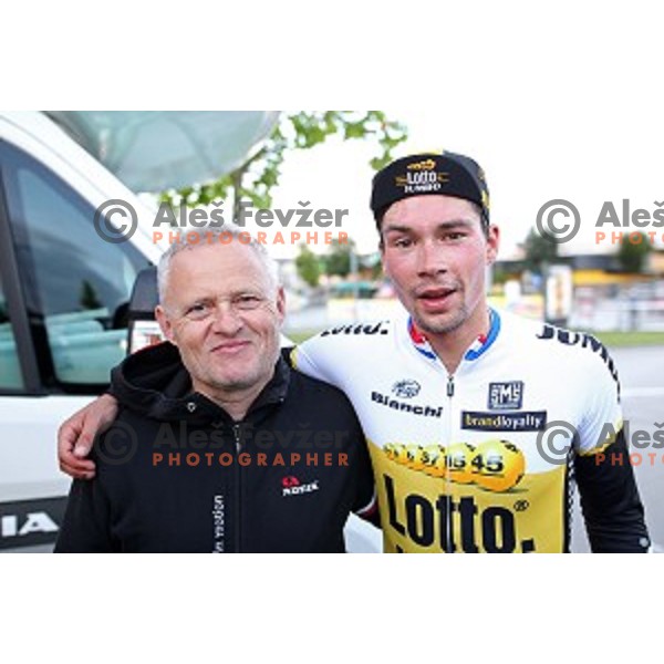 Coach Srecko Glivar and Primoz Roglic of Lotto Jumbo posted best time at 44 km and become Slovenian national Time Trial Champion at 35. Maraton Franja BTC City in Ljubljana, Slovenia on June 10, 2016